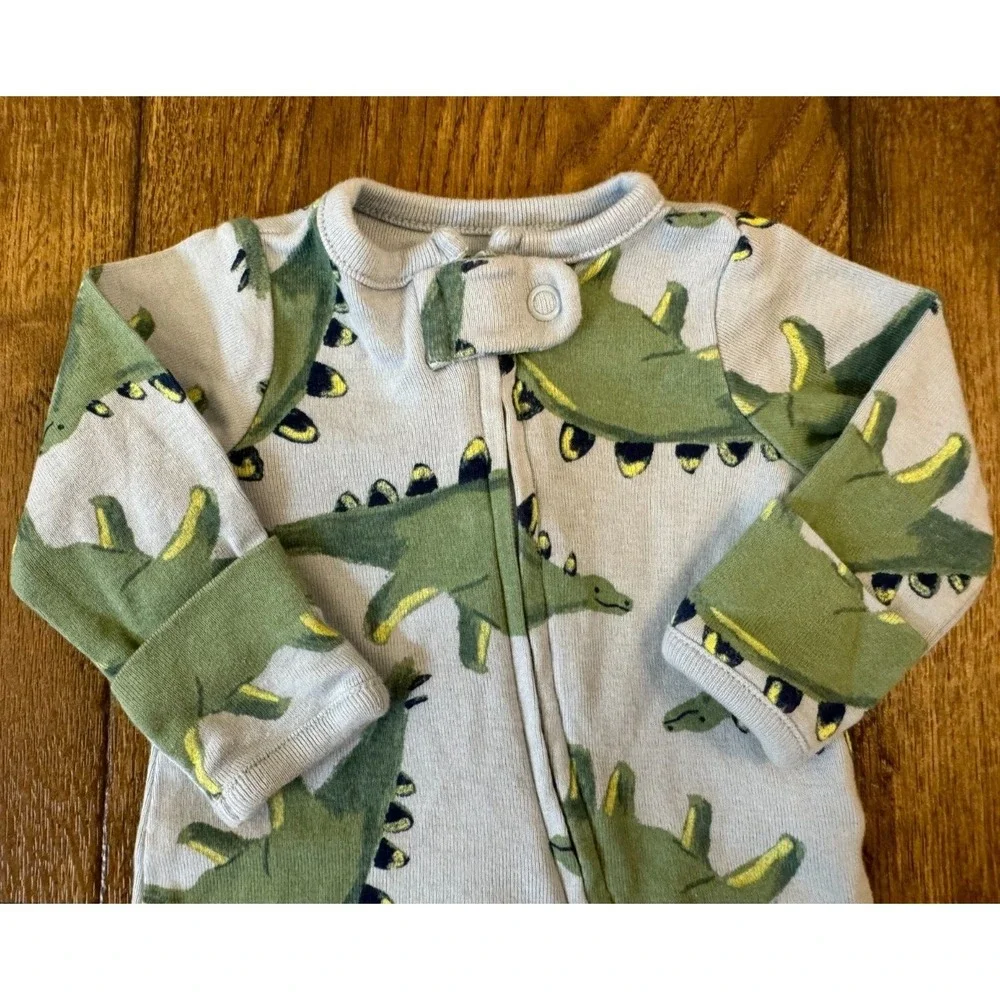 Carters Preemie Baby Boy Sleeper Dinosaur Outfit Blue Green Reborn Doll Cotton 1